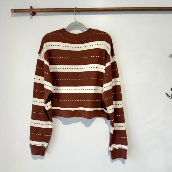 Free People Grace Stripe Cardigan Sweater Brown - Picture 6 of 6